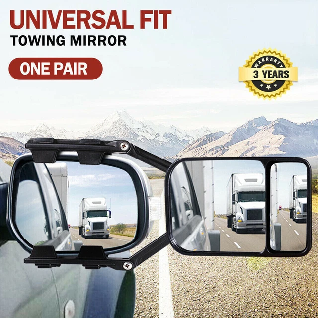 1 Pair Universal Clip On Towing Mirror Rear View For Trailer Hauling Adjustable
