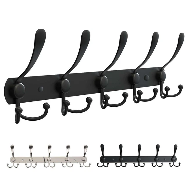 15 Hooks Coat Robe Hat Clothes Wall Mount Rack Towel Hanger Triple Hooks Tidy