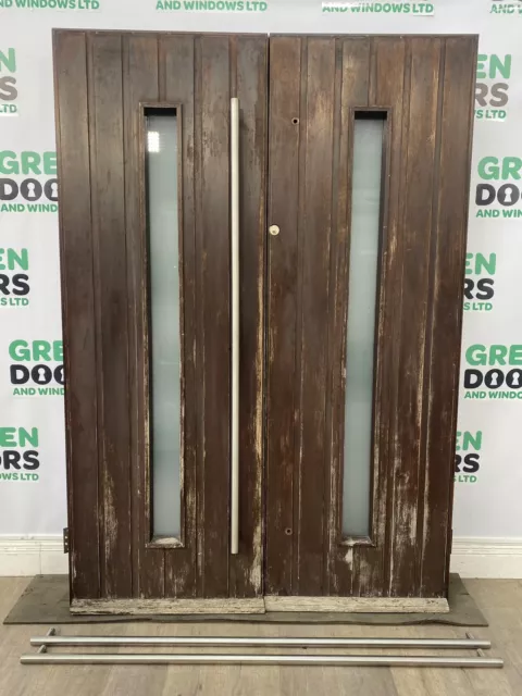 French Double Front Doors Hardwood External Exterior Bar Handles Wooden Timber