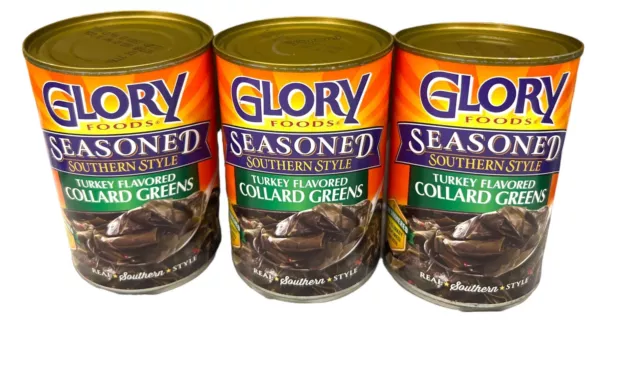 Glory Foods Seasoned Southern Style Collard Greens 14.5 oz ( 3 Cans )