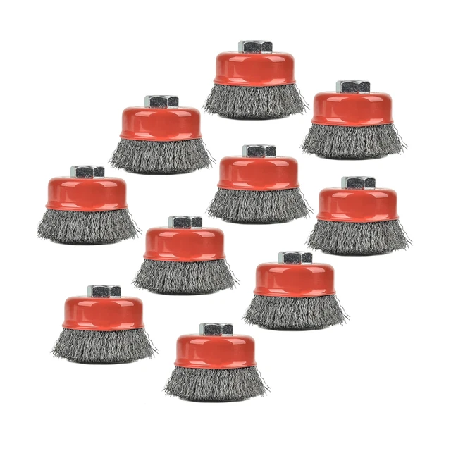 Aain® A017T 3 Inch Wire Wheel Brush Cup Brush Set，10 Pack Wire Cup Brush for ...