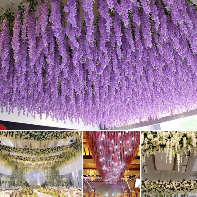 "Artificial Wisteria Flower Rattan Wreath Arch - 12 Pieces - Ideal for Wedding, 3