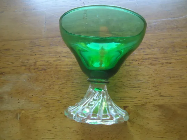 Vintage  Anchor Hocking Forest Green Glass  Bubble - Burple _Sherbet /Champagne