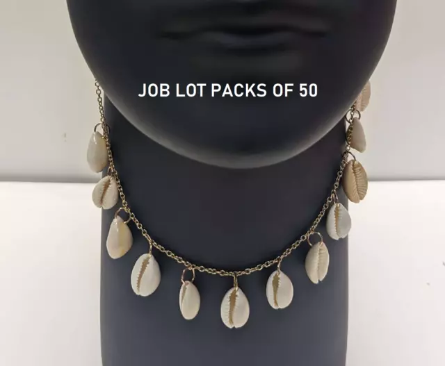 NECKLACE Wholesale Job Lot Pack of 50 Cream Shell Chain Necklace