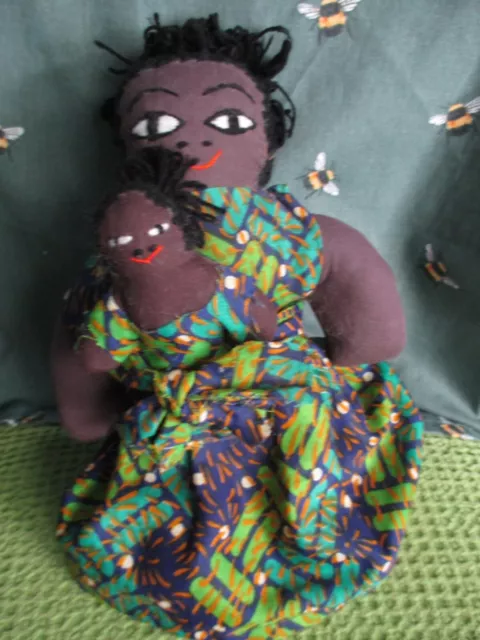 African Doll With Baby Traditional Doll Purchased In Tanzania Vgc