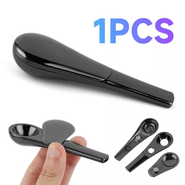 Portable Smoking Pipe Magnetic Metal Spoon Black With Gift Box for Men Gift US*