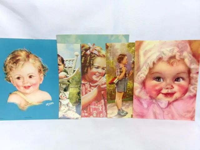 Lot/6 – (NOS) Asstd. Vintage Baby & Toddler Adorable Color Lithograph Prints