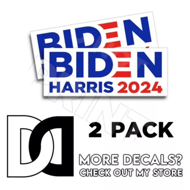 Biden Harris 2024 Campaign Bumper Sticker Democrat 9X3 2 Pack