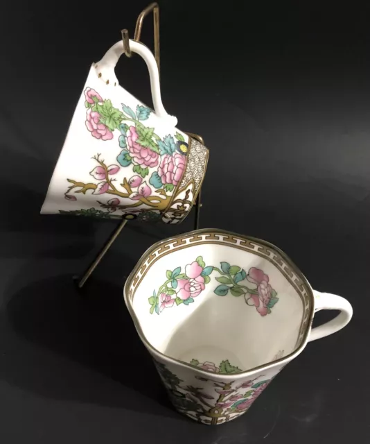 Coalport China India Tree Set 2 Coffee Tea Cups A.D 1750 Floral Pattern England