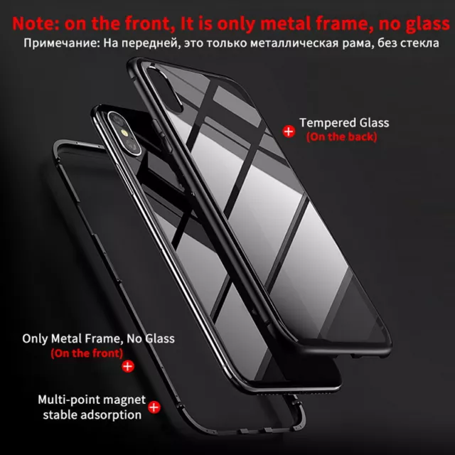 Magnetic Metal Frame Tempered Glass Phone Case Cover iPhone X XS MAX XR 7 8 Plus 3