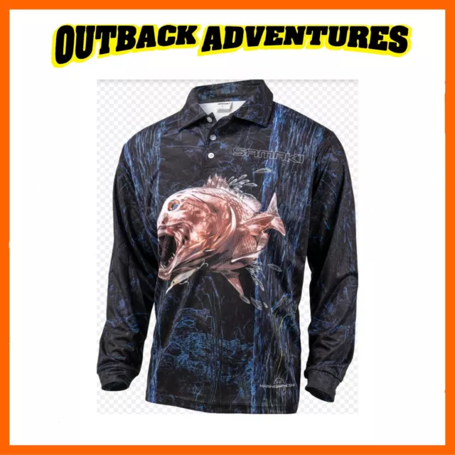 Samaki LONG SLEEVE ADULT FISHING SHIRT -BLACK JACK –  SIZE  LARGE