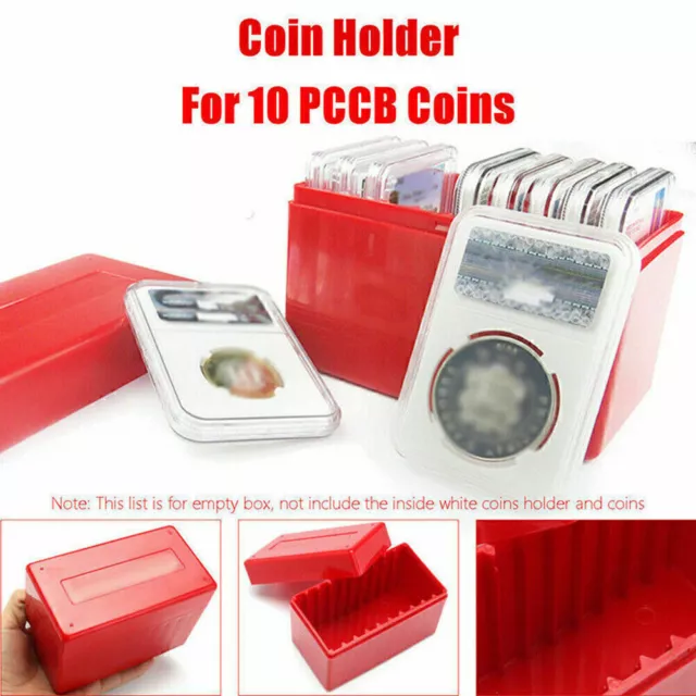 10Coin Slabs Capacity Holder Slab Storage Box Case Plastic Fit For PCGS NGC