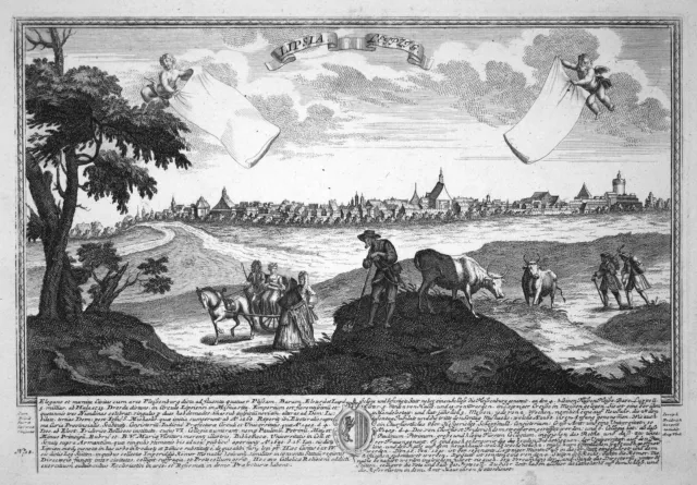 ca. 1740 Leipzig Sachsen Panorama Kupferstich engraving Leopold Werner