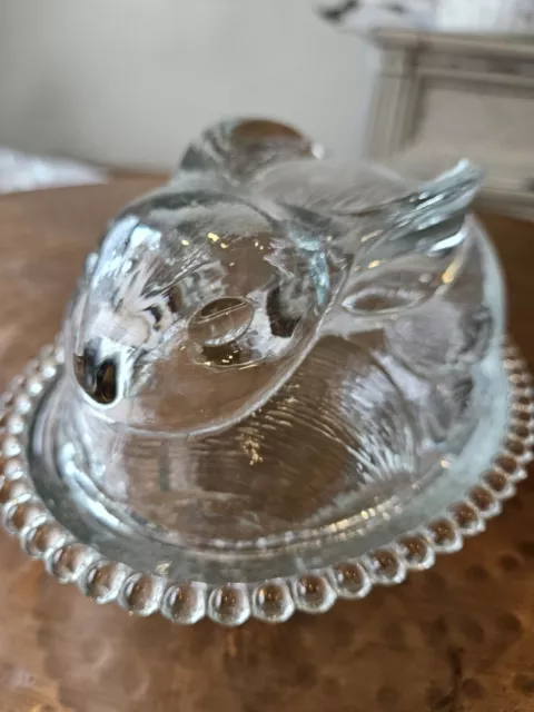 Indiana Glass Bunny Rabbit On Nest Clear Glass