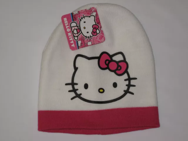 NWT HELLO KITTY knit hat Girl ONE SIZE FITS MOST (3-16?) pink white