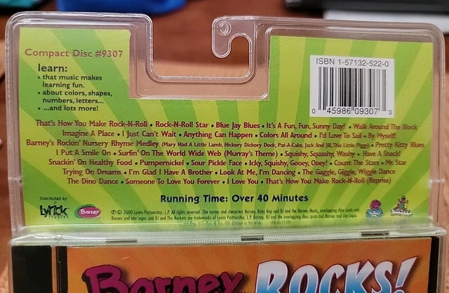 BARNEY ROCKS! BY Barney (Children) (CD #9307, 2000, Hit Ent.) Brand New ...