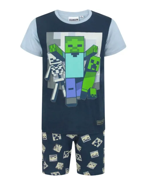 Set di pigiami di Minecraft Undead Boy / Kids Short Navy Pigiamas