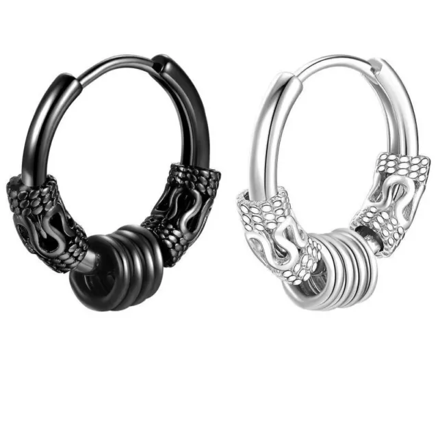 Mens Womens Earrings Pair Titanium Steel Punk Hip Hop 12MM Circle Huggie Hoop UK