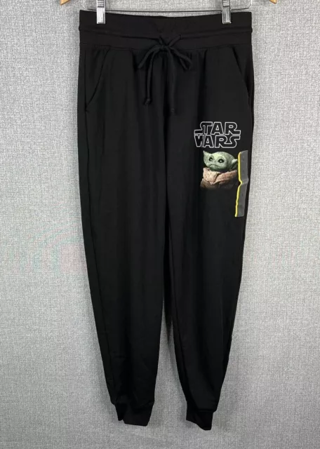 Star Wars Joggers Womens Small S Baby Yoda Mandalorian Black Pockets