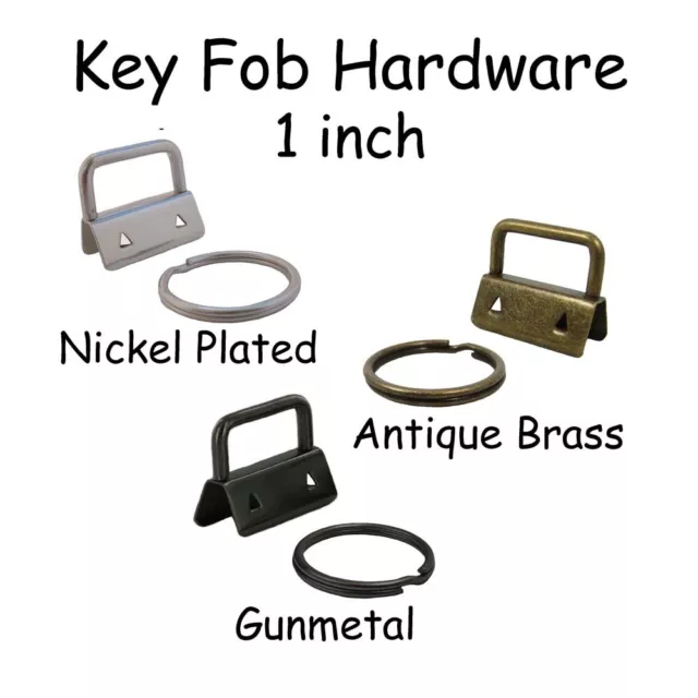 Key Fob Hardware Sets - Gold Color - 1 1.25 1.5 Inch - 25 50 100