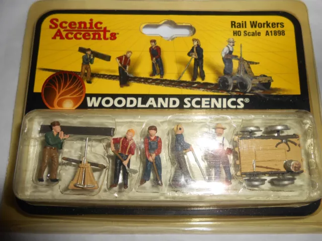 HO Scale Woodland Scenics A1898 Rail Workers Figures (7) Scenic Accents