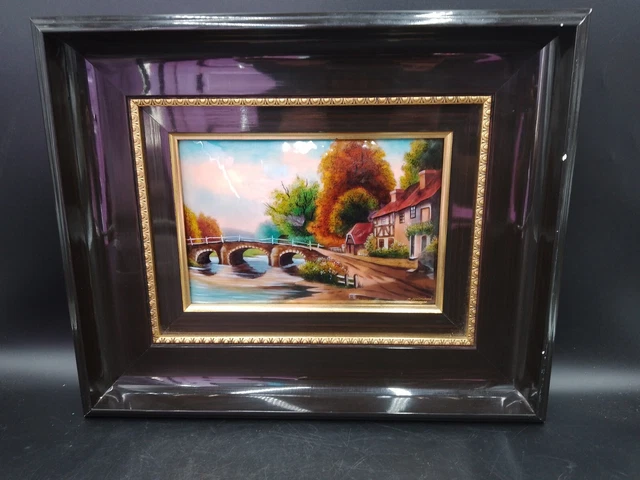 Petit Tableau Paysage Signé B. Villieux – Cadre 36x28 Cm, Œuvre Originale