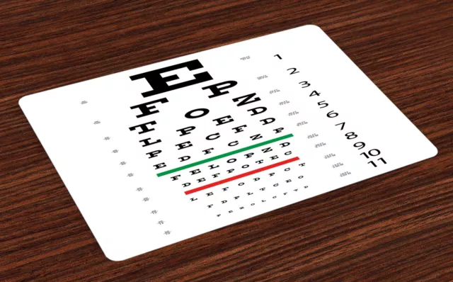 Tabla de Vision ocular Salvamantel Set de 4 Unidades Números de Snellen Cartas