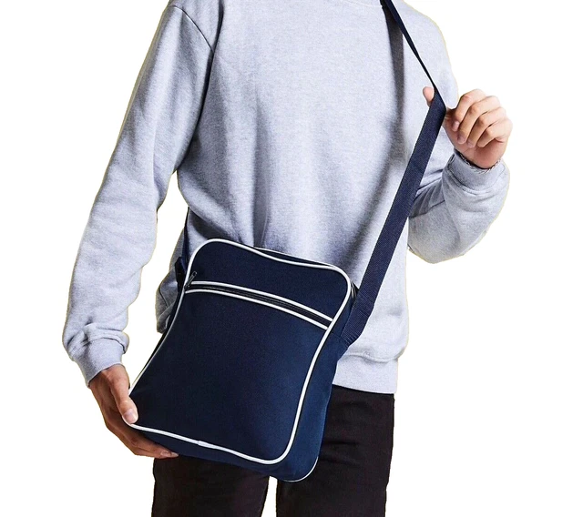 Bagbase Retro Flight Messenger Shoulder Bag Travel School Gym Work Small (BG16)