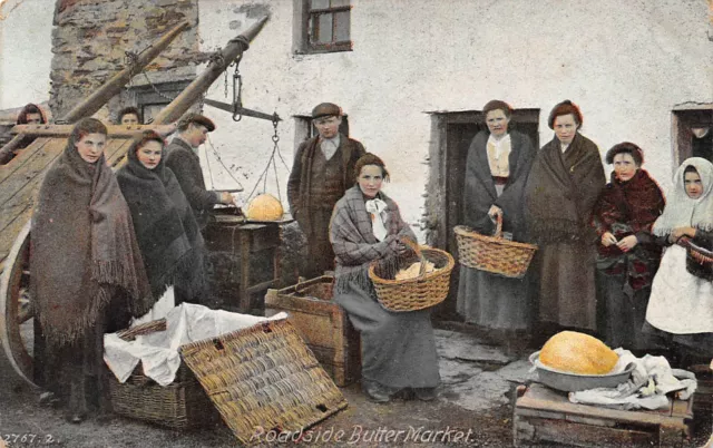 Postcard  Social History  Roadside Butter Market Animated Scene