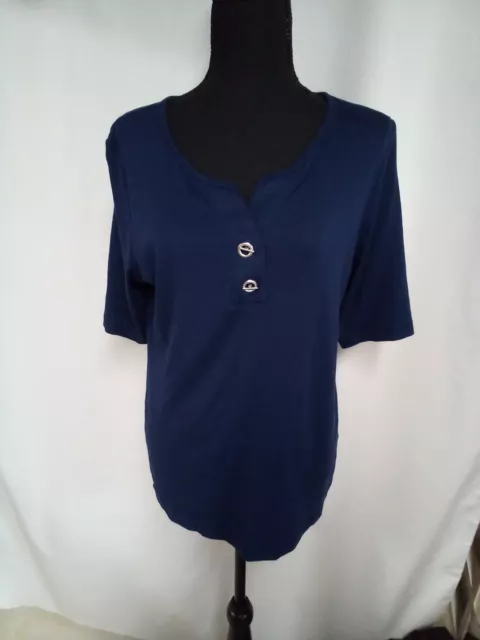 Karen Scott womans navy blue tee L