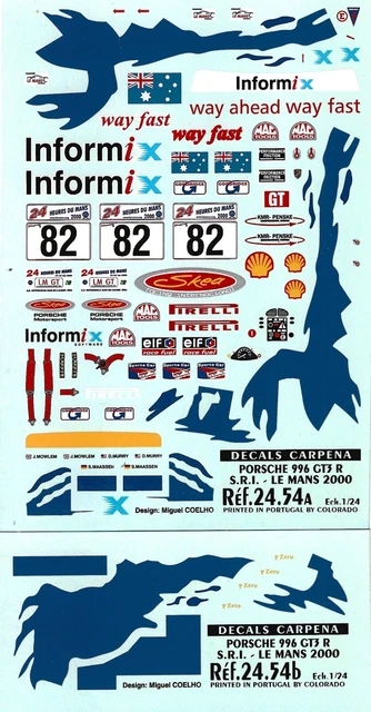 Décalcomanie Carpena 1/24 - Porsche GT3/R N°72, 24 Heures Du Mans 2000 - État Neuf