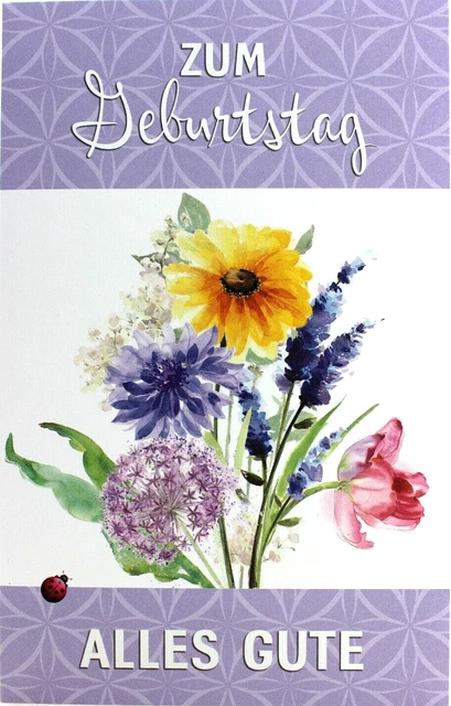 Geburtstagskarte Mit Blumen & Meer-Motiv: Handgezeichnet, Blanko Innen – Perfekt Für Sie