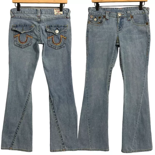 TRUE RELIGION WOMENS Jeans 28 Joey Big T Y2K Low Rise Twisted Flare ...