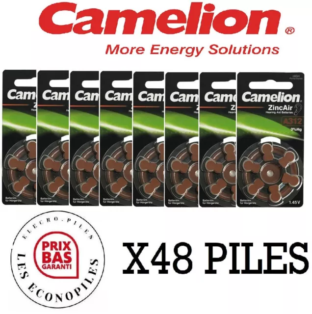 Lot Of 48 Button Batteries Hearing A312 ZA312 312 Camelion 1.45V Offer Promo