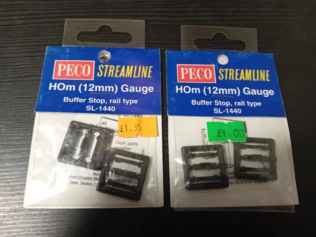 Peco HOm (12mm) Gauge 2 Buffer Stops Rail Type SL-1440 - Unopened