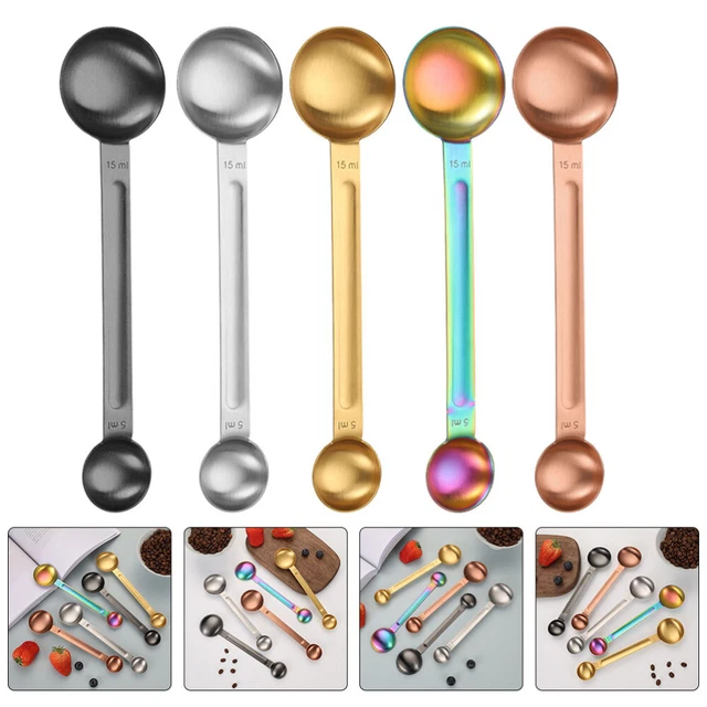5 pz cucchiaino misura caffè in acciaio inox vintage