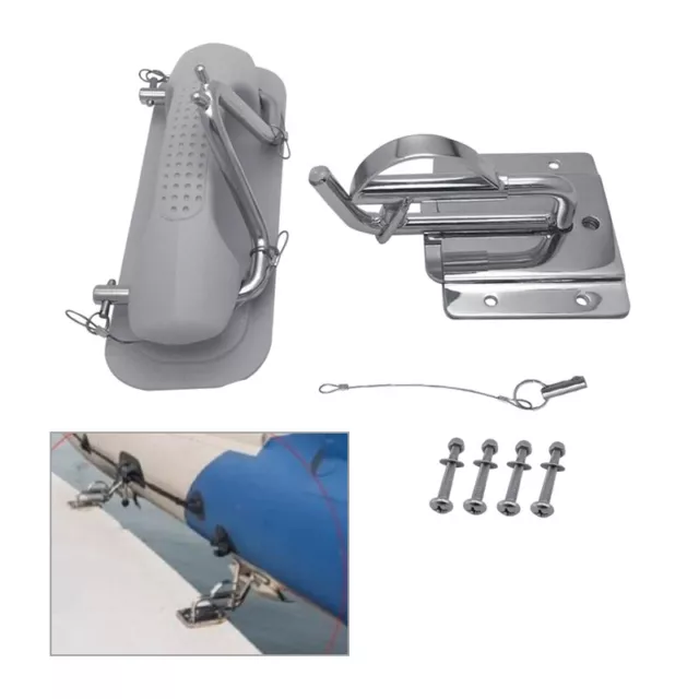 Boat 304 Stainless Steel Insta-Lock Quick Davits Replacement Set With Handle Pad