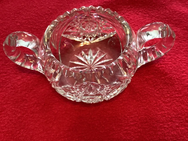 American Brilliant Period Cut Glass Sugar Bowl Deep Cutting Hobstar Sawtooth