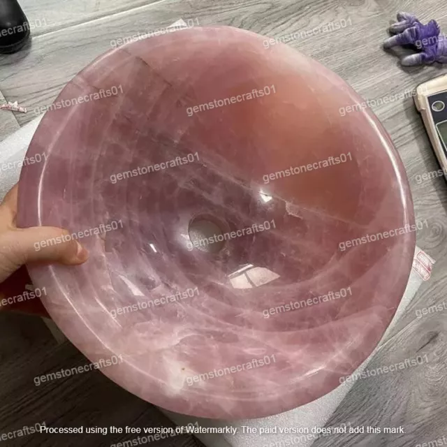 Rose Quartz Round Vessel Bowl Sink, Kitchen Vanity Counter Top Sink Home Decors