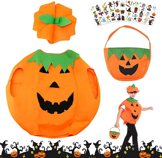 TOPJOWGA Costume da Zucca per Bambini Costume Zucca con Cappello Sacchetto d