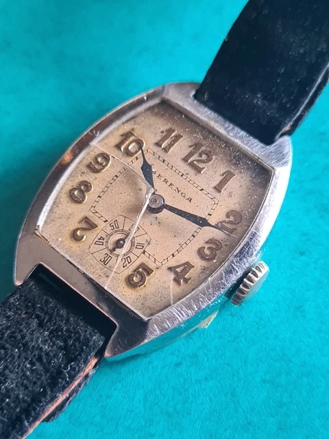 Montre Ancienne Art Déco Argentée - Fonctionne Mais S'arrête - À Réviser