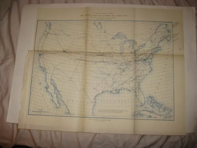 Antique 1890 United States Longitude Station Map Territory Texas California Rare