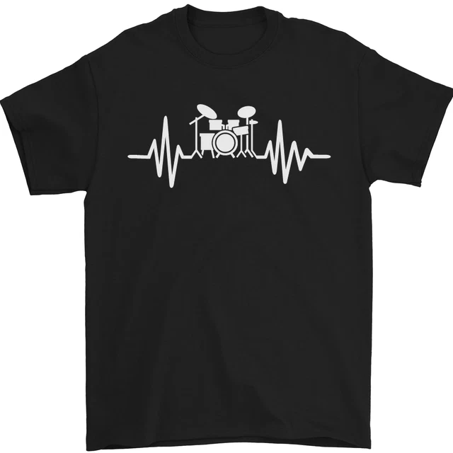 T-shirt batteria Pulse ECG batteria batterista batteria uomo 100% cotone