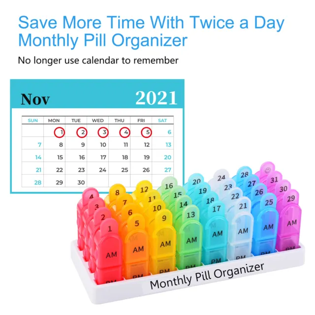 31 Day Monthly Pill Box Medicine Tablet Pill Organiser Dispenser Container Case 3