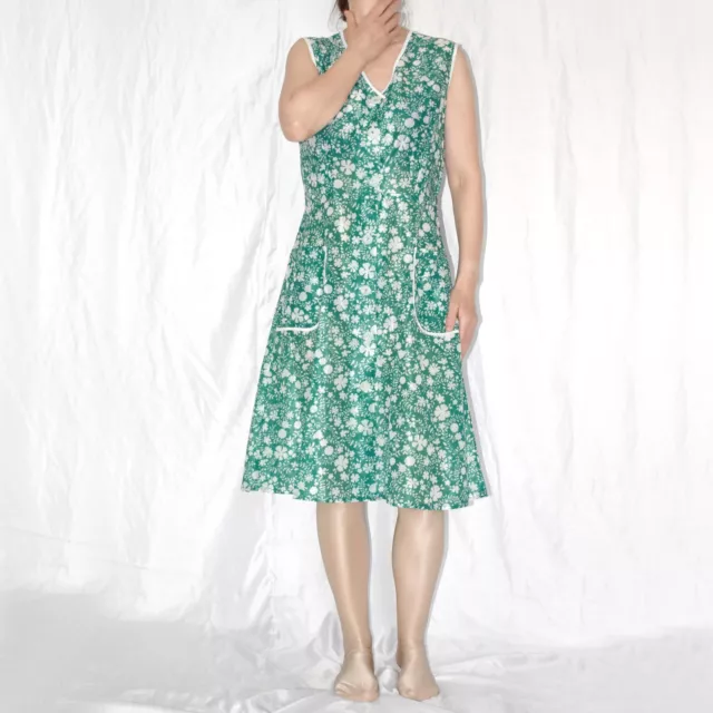 nass glänzende DEDERON Kittelschürze* XS (34) * DDR VEB Retro Vintage Kleid