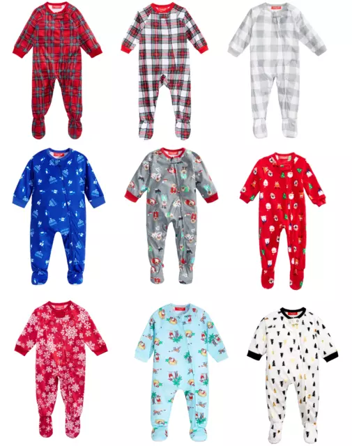 Family Pajamas Unisex Baby Boys or Girls Footed Holiday PJs, Assorted Colors