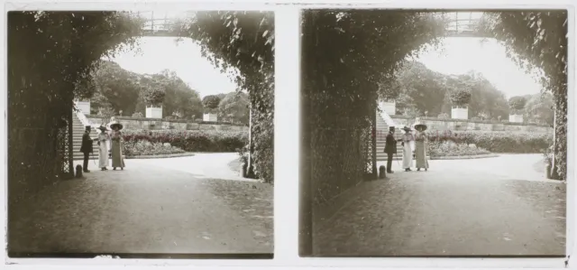 Jardin Parc de Versailles France Photo Plaque de verre Stereo Vintage c1910