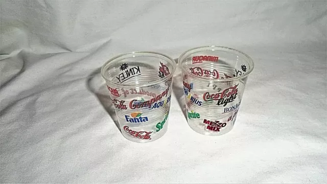 2 Stück Retro Einwegbecher Becher Coca-Cola, Fanta, Sprite, Minaqua, KINLEY  NEU