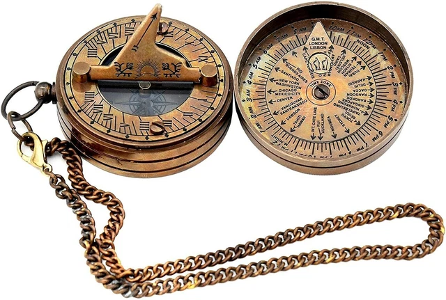 Brass Dollond London Sundial Compass  Vintage Nautical Pocket compass