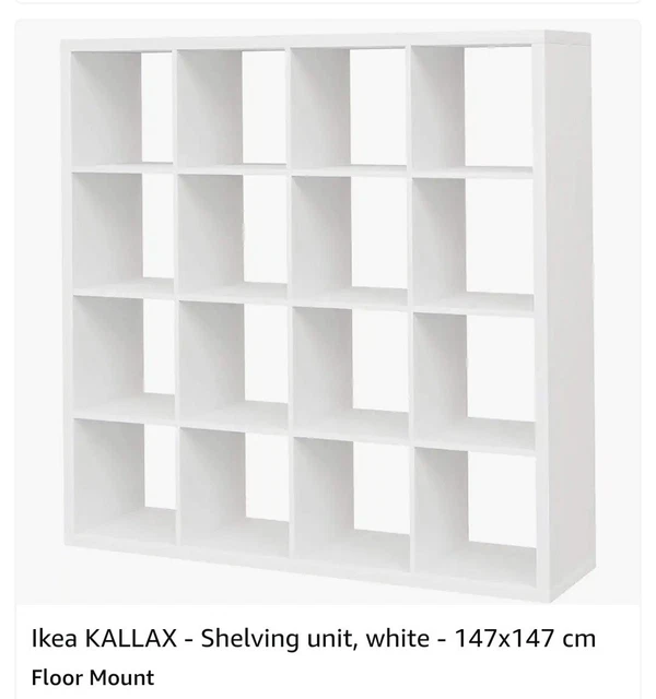 IKEA KALLAX SHELVING unit 4x4 white Room Divider Shelf X 16 Cubes ...